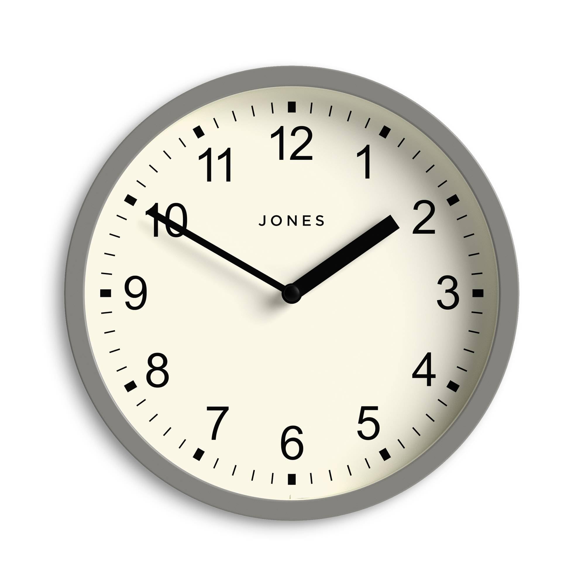 Jones Clocks® Spin wall clock | Small modern round clock | 20cm | Grey | Easy to read numbers | Ideal for kitchen, office, children’s room or any small space
