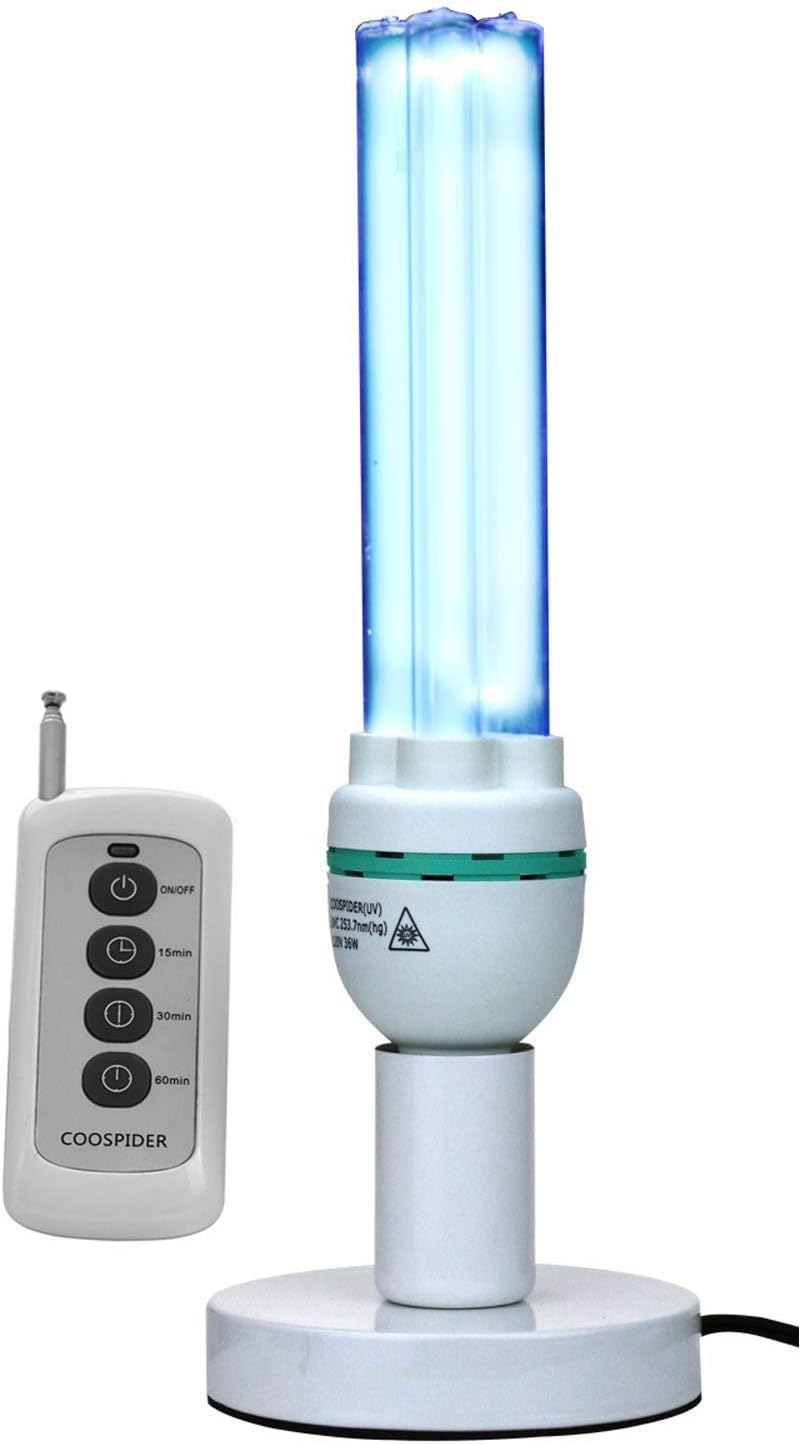 UV Germicidal Light Remote Control Timer 36 Watt Table Lamp Disinfection Air Ozone & Free UVC Light.