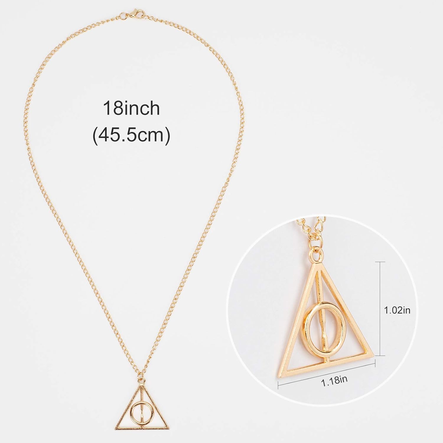 18" Deathly Hallows Golden Snitch Necklace,Triangle Harry Potter Golden Necklaces Jewelry Charms Gift for Harry Potter Fans Decorations Magical Cosplay Costume Jewelry Accessories: Clothing