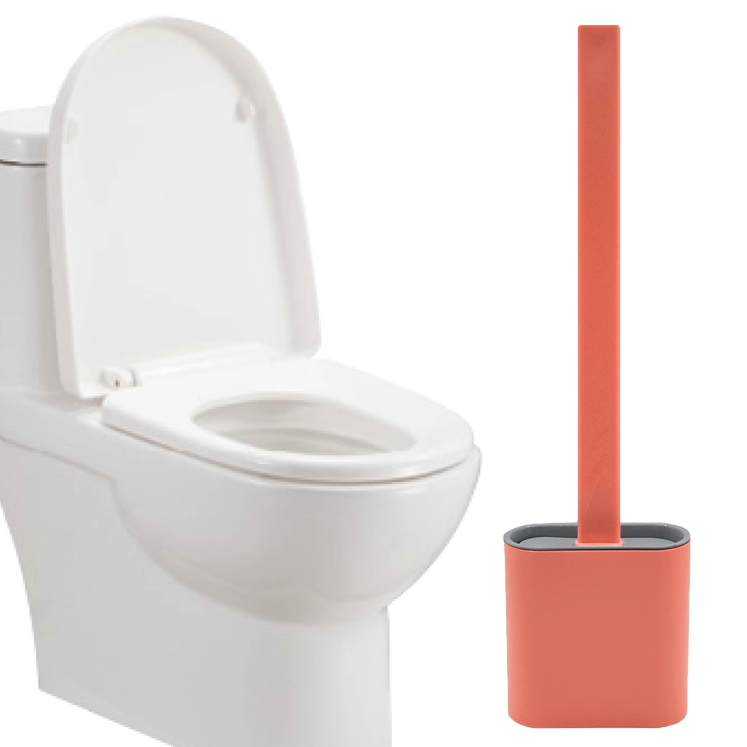 ZLONGYAN toilet brush, toilet brushes & holders with silicone bristles, floor or wall mounted toilet brush and holder set without drilling. plungers for bathroom with holder (pink)