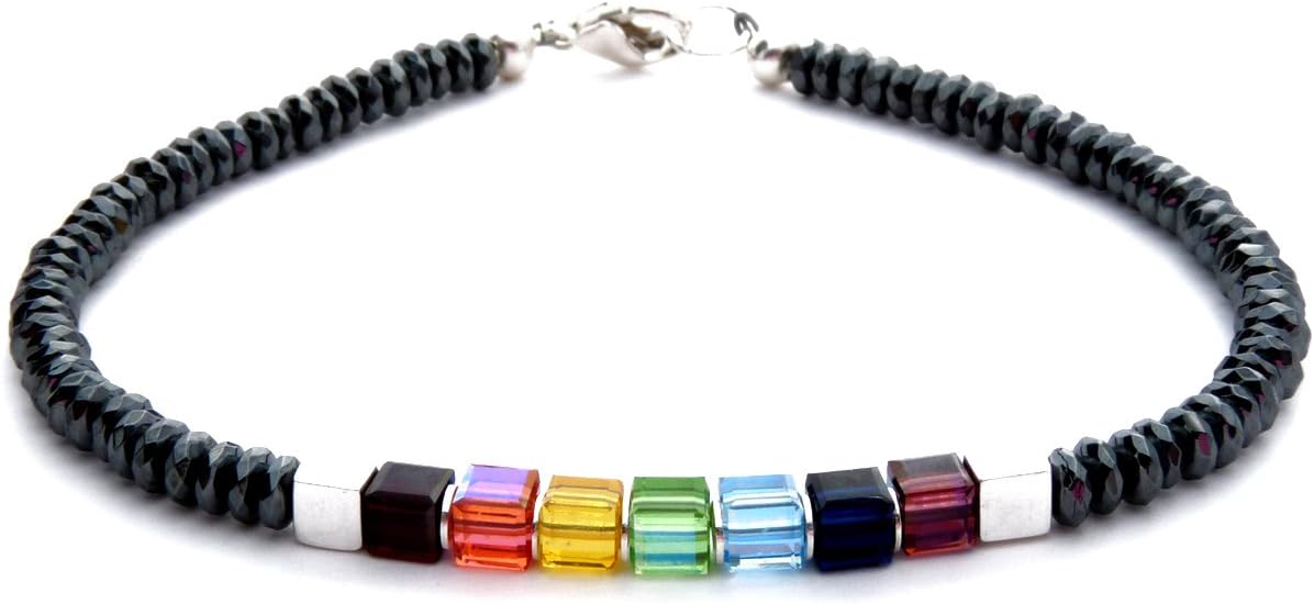 Handmade Genuine Chakra Bracelet, 7 Stone Silver Crystal Balancing Healing Bracelet