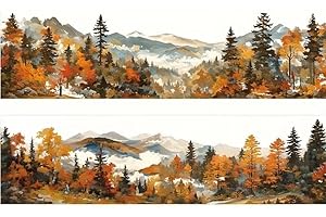 1 Roll Waterproof Scenic Landscape Washi Tape, 78.7 inches Length for Scrapbooking, Art Journaling, and Crafting, Brown