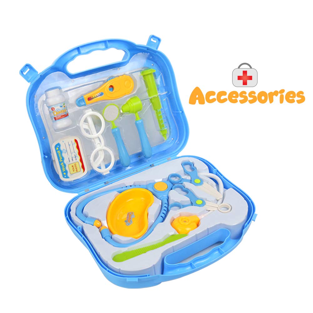 Valigetta Dottore Giocattolo con Accessori del Dottore Gioco di Ruolo per i Bambini 3 Anni, Blu
