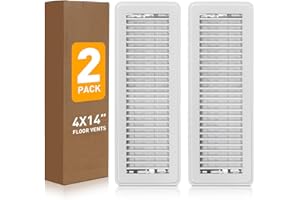 VE NI SCC 4x14 Floor Register, Floor Vent Covers 2 Pack, Air Vent Covers for Home Floor and Sidewall Office, Decor Steel Grates with Adjustable Air Supply Lever, White Air Register Vent Cover, 2 Pack