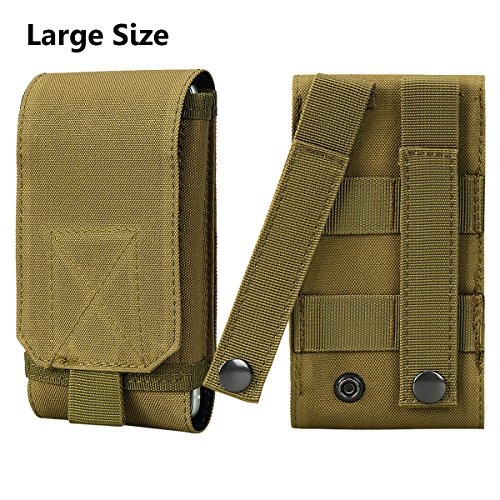 IronSeals Tactical MOLLE Pouch, Universal Mobile Phone Belt Pouch EDC Pouch Belt Loops Waist Bag for iPhone X/8P/8/7P/7/6, Samsung Note8/5, Galaxy S9+/S9/S8+/S8/S7/S6/S10/S10+ - Size L
