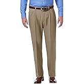 Men's No Iron Pleated Dress Pants Expandable Waist Regular Fit Premium Comfort Slacks