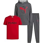 PUMA Boys Sweatpants Set - 3 Piece Fleece Pullover Hoodie Boys TShirt and Jogger Pants Youth Kids Activewear Set (8-16)