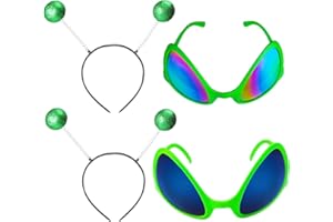Beelittle Alien Costume Glasses with Martian Antenna Headband Boppers for Adults Kids Party Favors 2 Pcs