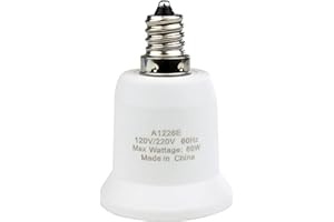 Newhouse Lighting E12 to E26 Light Bulb Socket Adapter, Candelabra E12 to Medium Socket E26/E27 Converter Bulb Base Adapter for Ceiling Fans Light, Pendant Light, Chandelier, 120V/220V, White, 1-Pack
