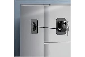 WILNIRY Refrigerator Lock Fridge Freezer Door Lock, Child Proof Refrigerator Door Lock for Kitchen Refrigerator, Cabinets and Drawers, Closets, Windows, Doors-No Tools Need or Drill (Black)