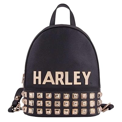 Harley Black and Gold Studded Backpack Classic Backpack with Studs in Moon Shadow | Harley-Davidson USA main image 4