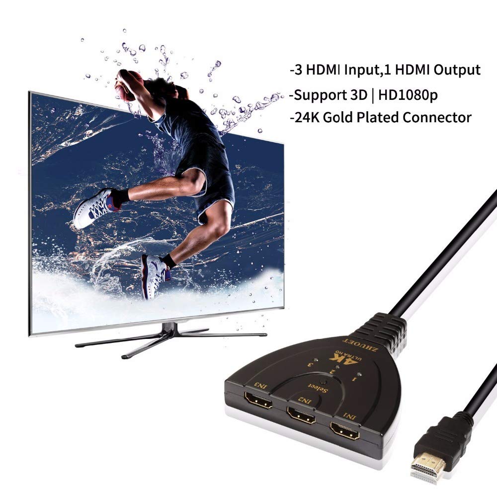 YOKEYSÂ 3-Port 1080P HDMI Switch Hub for HDTV
