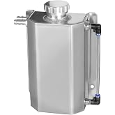 VehiMata Coolant Reservoir Tank, 2L Aluminum Radiator Overflow Tank Silver | Universal Coolant Overflow Expansion Tank, TIG Welded &amp; Leak-Proof Replacement, For Vehicle Radiator &amp; Engine Cooling System