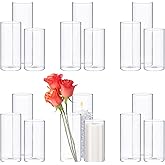 Sawysine 18 Pcs Glass Cylinder Vases 2.5''/2.95''/3.9'' Diameter Clear Flowers Vase Hurricane Floating Candles Holders for Table Centerpieces (2.5 x 5 in,2.5 x 6 in,2.5 x 8 in)