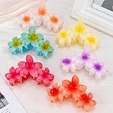 Ahoney 6PCS Flower Claw Clips Cute Hair Clips for Women Strong Hold Arcylic Nonslip Hawaiian Flower Hair Clips Beach Hair Accessories for Women Girls Holiday Gifts (Hawaiian)