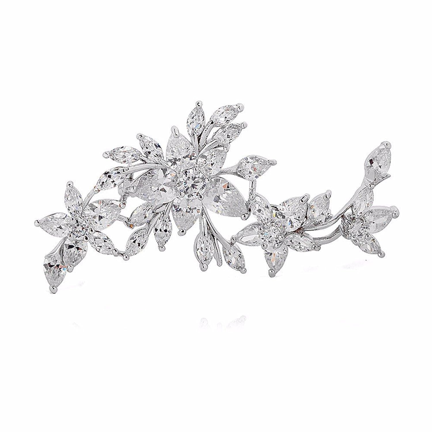 GULICX chapado oro blanco Zircon flor diamante broche insignia Pin boda para