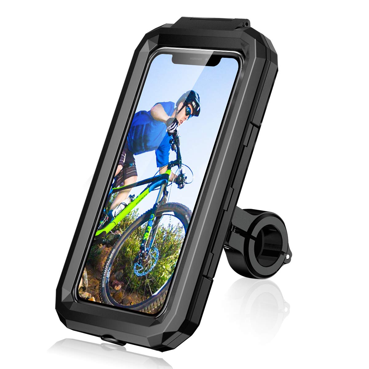 LUROON Motorbike Phone Holder Waterproof, Universal 360° Rotation Bicycle Motorcycle Phone Mount Anti Vibration Holder for Bike with Touch Screen for 5.5" to 7.0" Smartphones