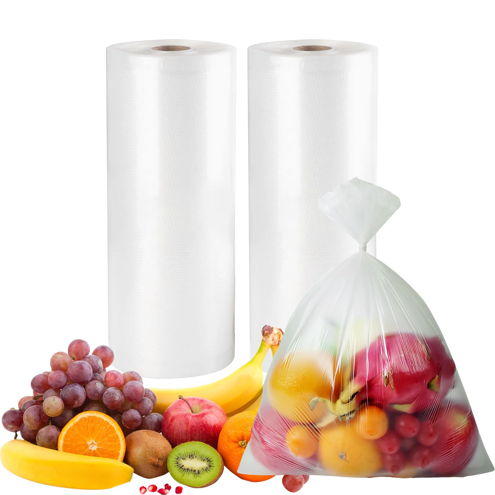 Photo 1 of 12" x 20" Clear Plastic Produce Bag on a Roll, Food Storage Bags for Vegetables, Bread, Fruits and Meat, Easy To Tear, Continuous Roll- 350 Bags/Roll - [2 Rolls]