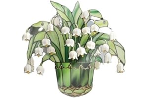 SUEIQMOI Lily of The Valley Acrylic Stained Glass Sun Catcher, Colorful Window Sun Catcher for Bedroom Living Room Wall Home Decor