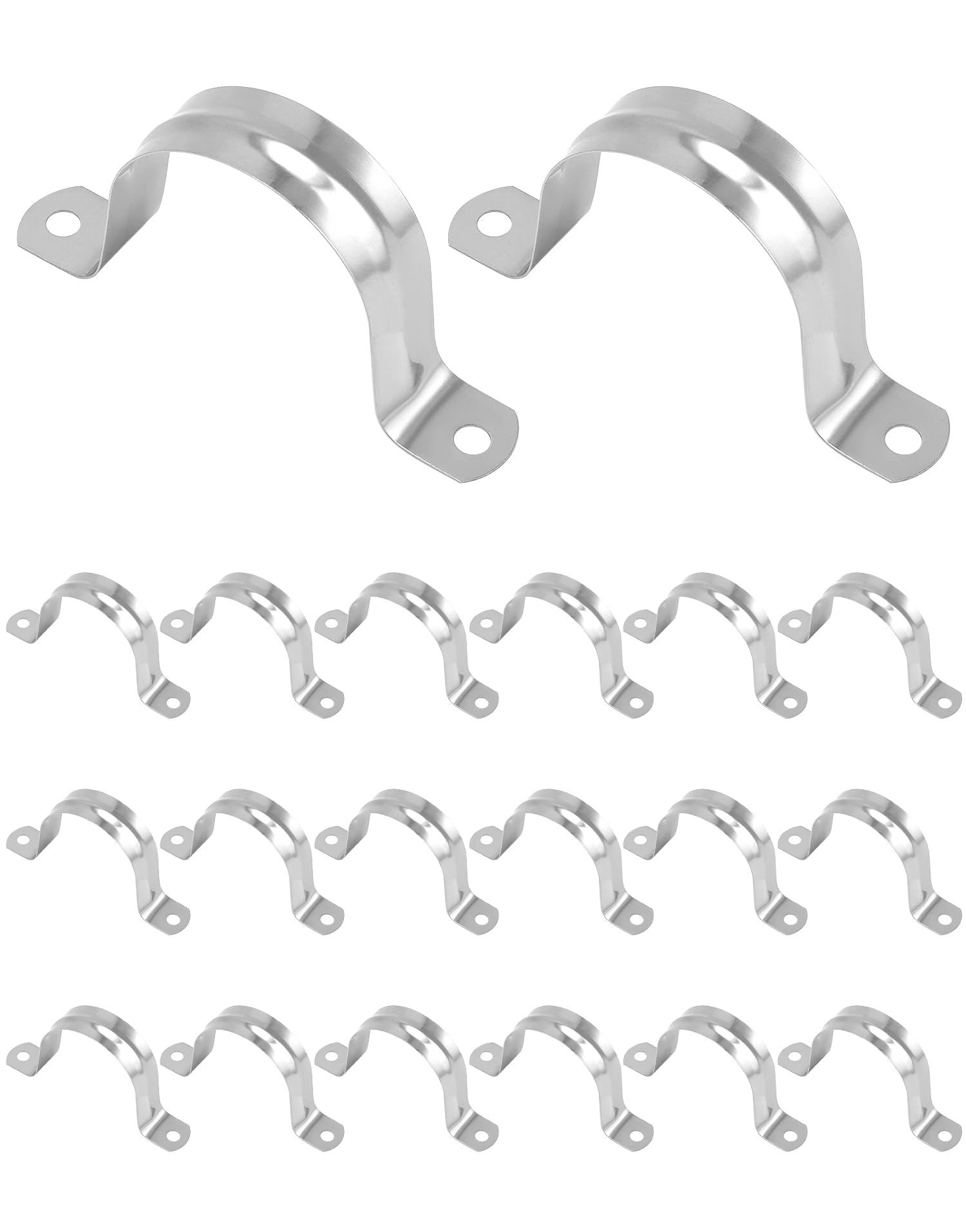 QWORK® 20 Pack 50mm U Shaped Clamp, 304 Stainless Steel Saddle Clamp Strap Clamp Tube Pipe U Clip (M50)