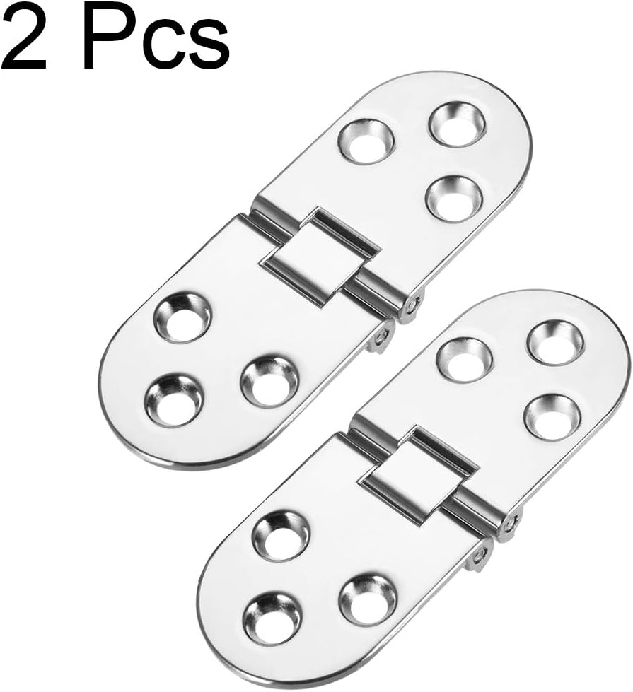 sourcing map 2 Pcs Sewing Aircraft Table Folding Flip Hinge, Zinc Alloy Chrome Plating Finish, Silver Tone, 79mm x 30mm,2 pcs - Image 4