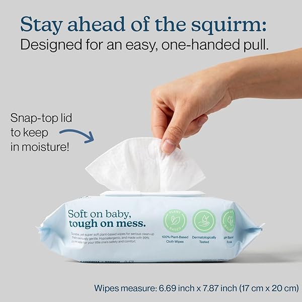 WIPEMATE EWG-VERIFIED PREMIUM BABY WIPES, 99% WATER-BASED, PLASTIC-FREE, ULTRA-SOFT PLANT-BASED WIPE, CHLORINE/ALCOHOL-FREE, PH-BALANCED, HYPOALLERGENIC CRUELTY-FREE WITH DURABLE FLIP-TOP LID 80-CT