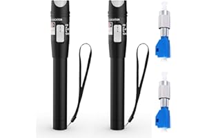 VFLTOOL 2PCS Visual Fault Locator + FC/LC Connector Kit 30mW 30KM, VFL Include Single Mode 9/125um FC Male to LC Female Adapter, Red Fiber Light Pen for Network Fiber Cable Test, Fiber Optic Source Tester