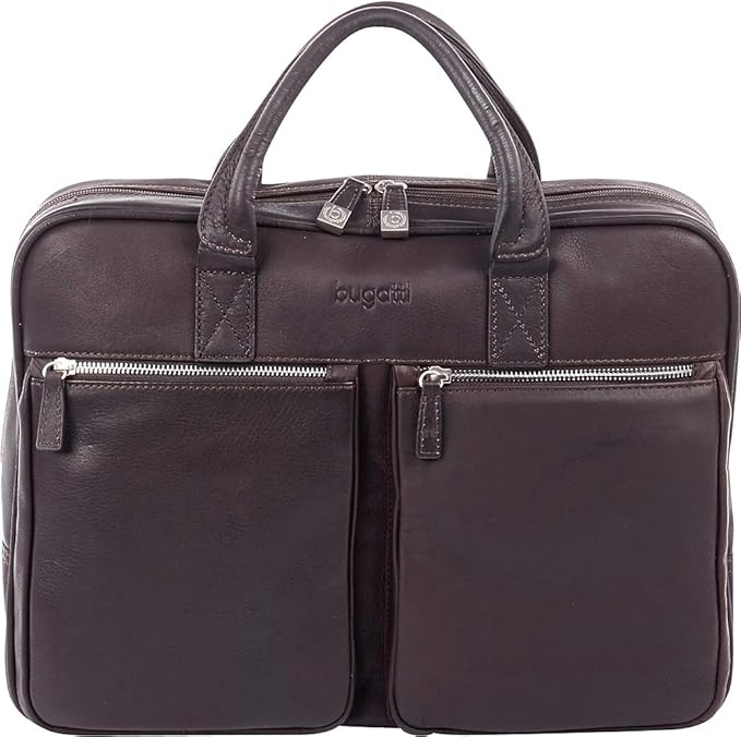 Bugatti Sartoria Medium Top Grain Leather Zipper Briefcase, Leather