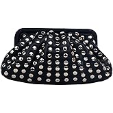 P. Atelier Studded Black Clutch Purse for Women - Faux Leather Evening & Day Bag, Compact Design with Magnetic Closure