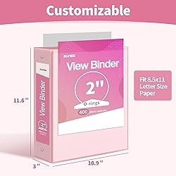 SUNEE 3 Ring Binder 2 Inch 1 Pack, Clear View