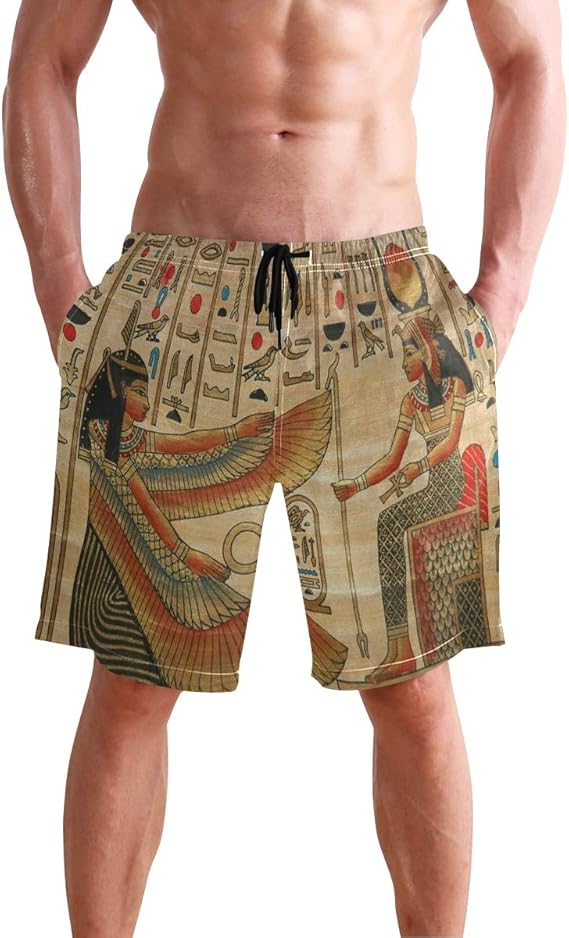 Mens Shorts Ancient Egyption Artwork Hieroglyphic