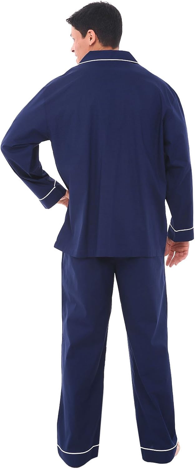 Alexander Del Rossa Men's Lightweight Button Down Pajama Set, Long Cotton Pjs at  Men’s Clothing store