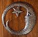 Crescent Moon with Star Wall Hanging Decorative Sculpture, Outdoor Home Decor, Handmade from Recycled Steel Barrels 15 x 15 Inches