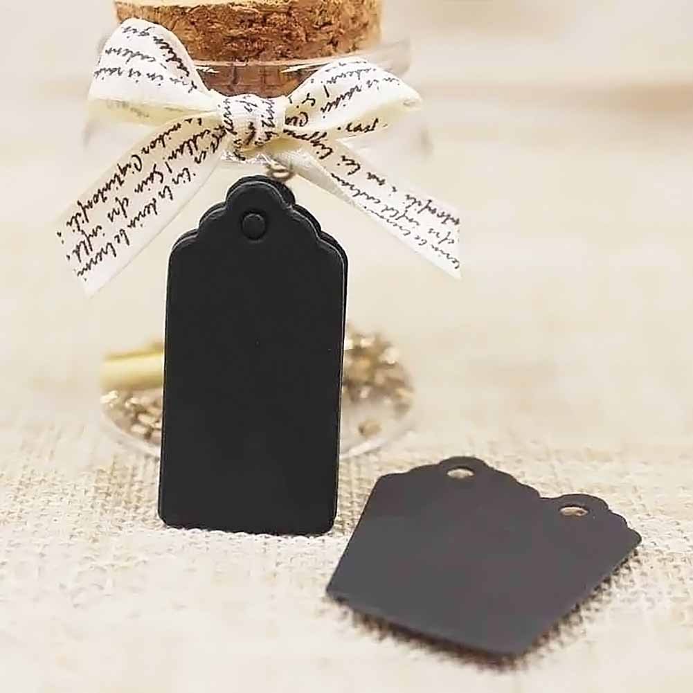 SallyFashion 125pcs Black Paper Gift Tags with Free 200 Root Natural Jute Twine