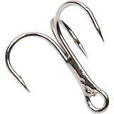 Treble Fishing Hook Strong Round Bend Treble Hooks 100PCS-200PCS Wide Gap High Carbon Steel Hooks for Lures Baits Size 1…
