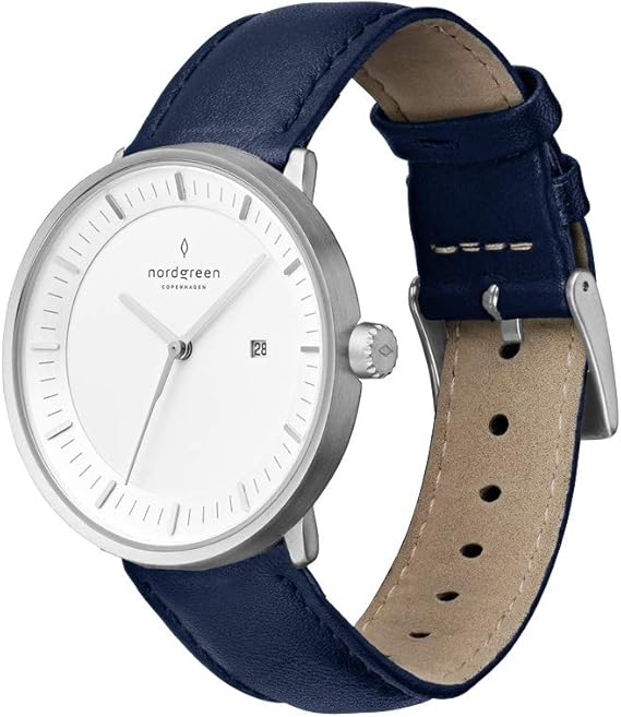 Amazon Nordgreen ノードグリーン Philosopher メンズのシルバー の北欧 デザイン腕時計 40mm ネイビーレザーストラップ レディース腕時計 腕時計 通販