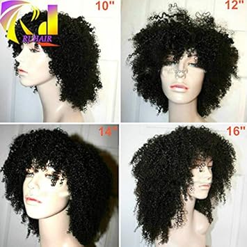 Amazon Com Rj Hair Lace Front Wig Afro Kinky Curly With Bangs