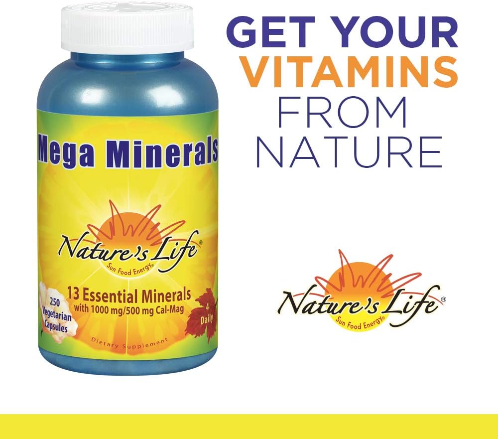 Nature’s Life Mega Minerals Complex | Complete Multi Mineral + Vitamin D Supplement | 250 Vegetarian Capsules: Health & Personal Care