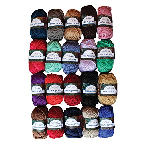 New 4 Ply Knitting Fashion Acrylic Yarn Wool Variety Pack 20 x 25g Balls - Assorted Mixed Colours by Curtzy TM