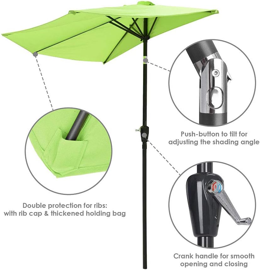 Amazon Com Yescom 10ft Outdoor Patio Half Umbrella For Wall Balcony Door Parasol Yard Sun Shade With Tilt And Crank Bright Green Garden Outdoor