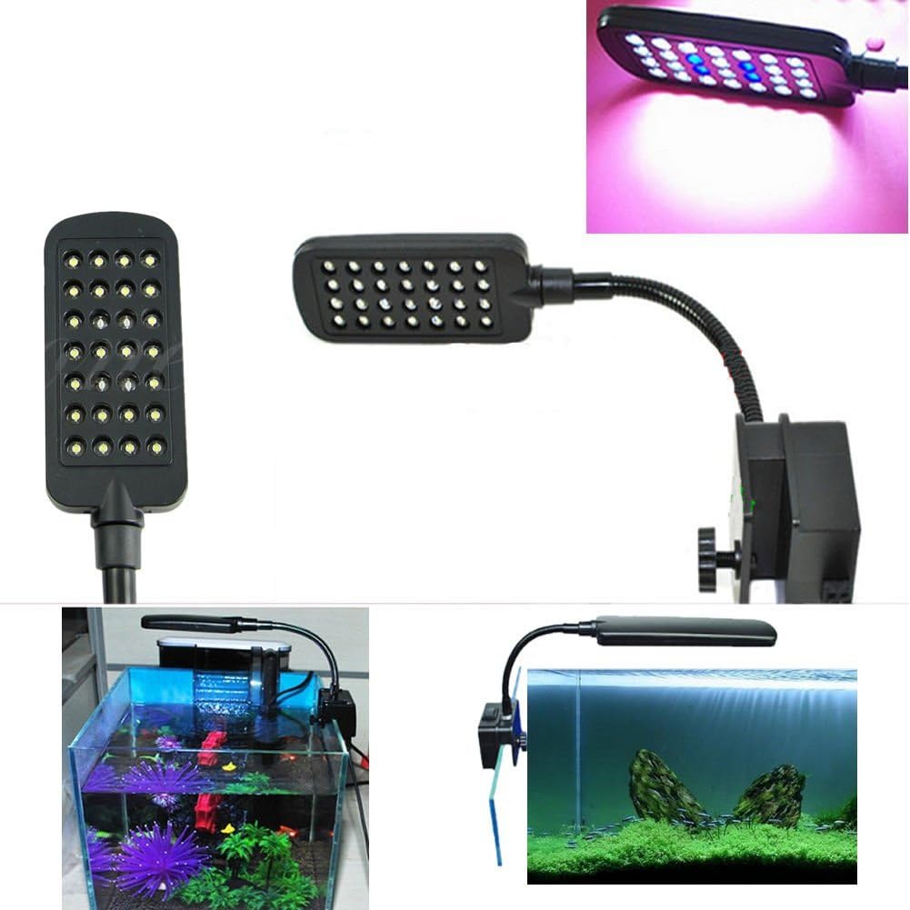 28 LED Aquarium Fish Tank Clamp Clip Lamp Light White & Blue Color Lighting New Aquarium Fish Tank