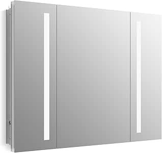 Amazon Com Kohler K 99011 Tl Na Verdera 40 Inch X 30 Inch Led Lighted Bathroom Medicine Cabinet Slow Close Hinge Internal Magnifying Mirror Aluminum Recess Or Surface Mount 3 Doors Home Improvement