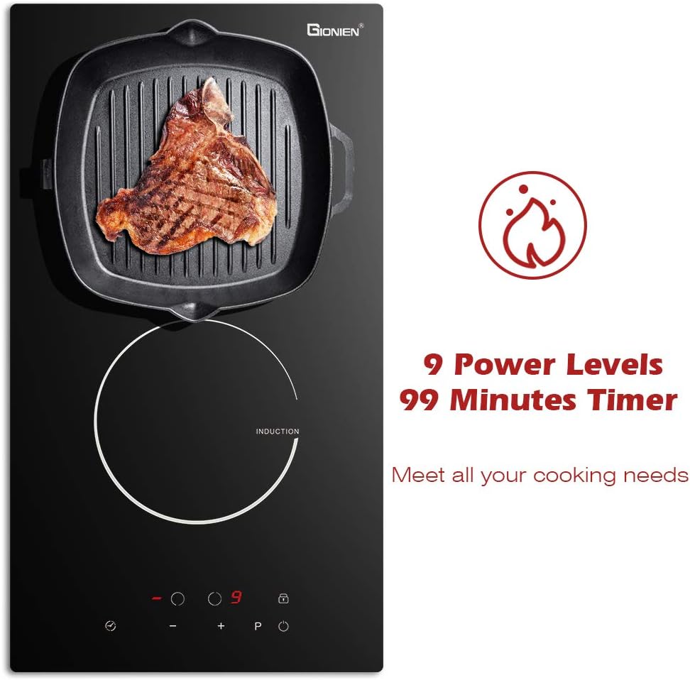 GIONIEN Domino Induction Hob 30cm Built in Electric Cooktop with Plug