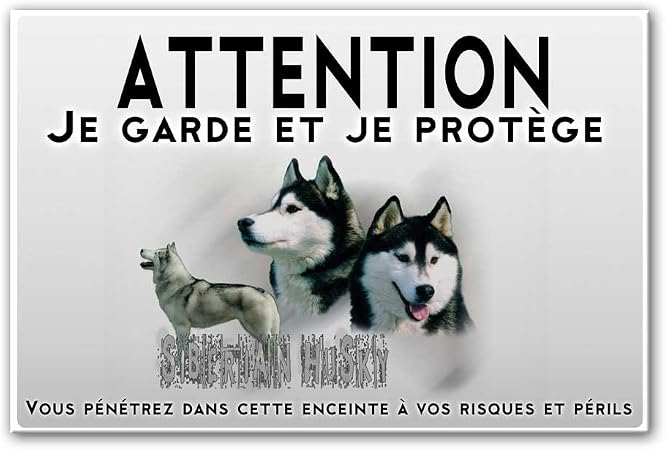 Pets Easy Plaque Attention Au Chien Husky De Sibérie