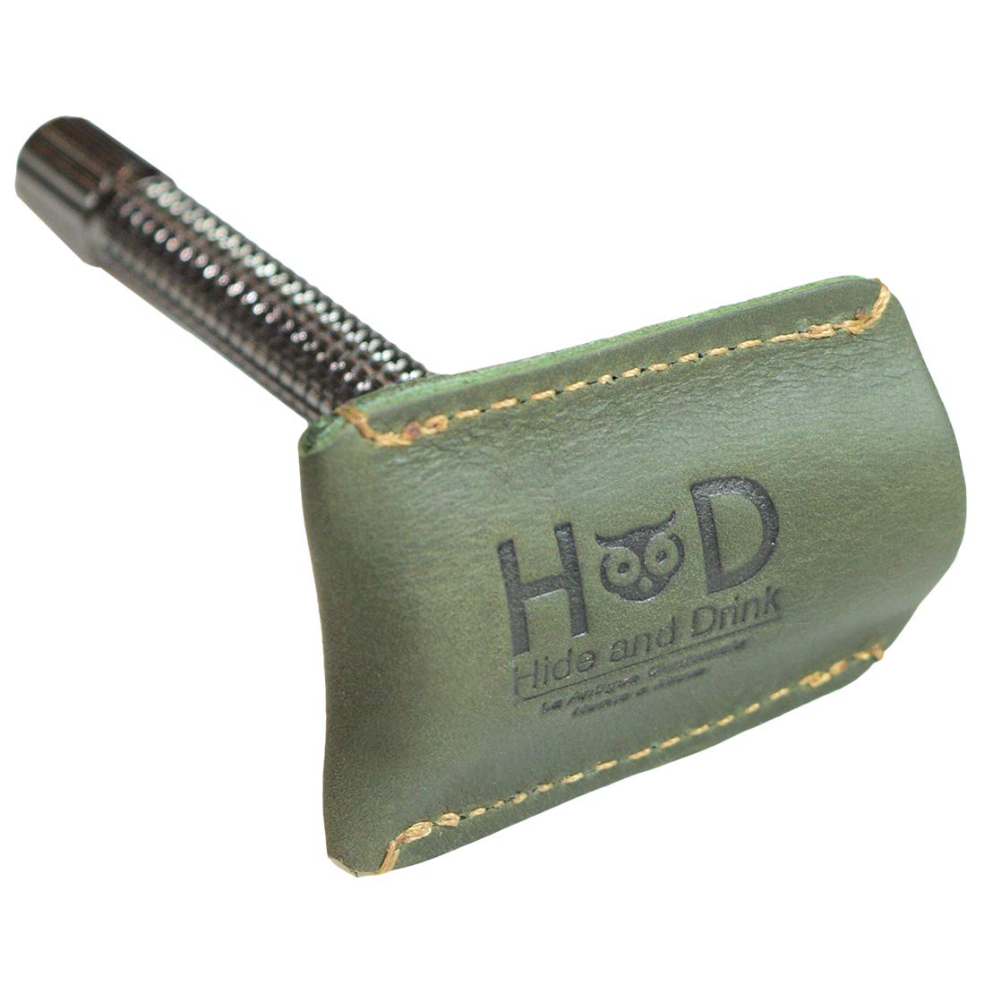 Hide & Drink, Leather Double Edge Safety Razor Head Protective Sheath/Shaving Travel Cover Handmade Includes 101 Year Warranty :: Dark Jade