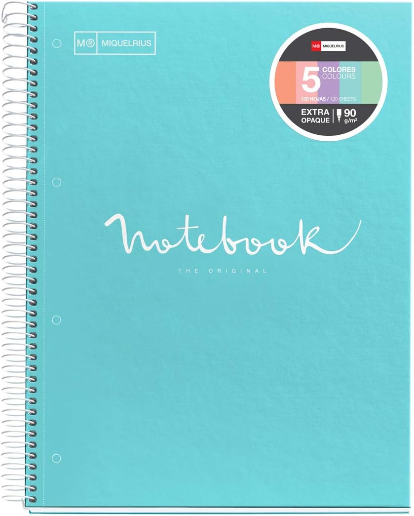 Miquelrius A4 Emotions Spiral Notebook Sky Blue, A4 Cartón