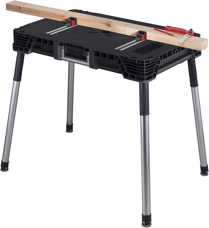 Keter Jobmade Clamping Portable Work Bench Table for Woodworking Tools