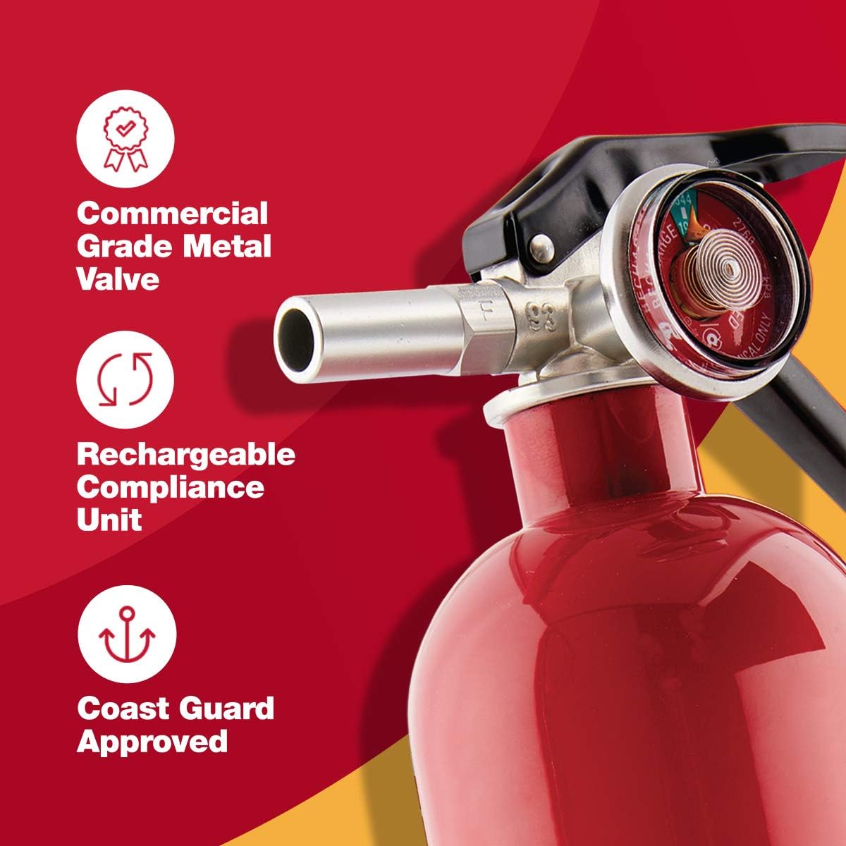 First Alert HOME1 Rechargeable Home Fire Extinguisher 4-Pack, Red | UL Rated 1-A:10-B:C | All-Metal Fire Extinguisher with Pull Pin & Safety Seal | U.S. Coast Guard Approved for Marine Use - - 