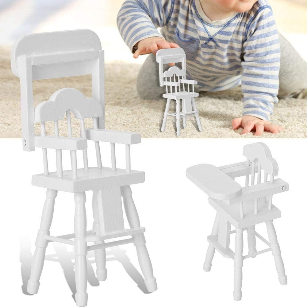 1:12 Doll House Decoration Infant Dining Chair, White Modern Cute Dollhouse Furniture Miniature Wooden Chair Model for Infant Babies - Image 5