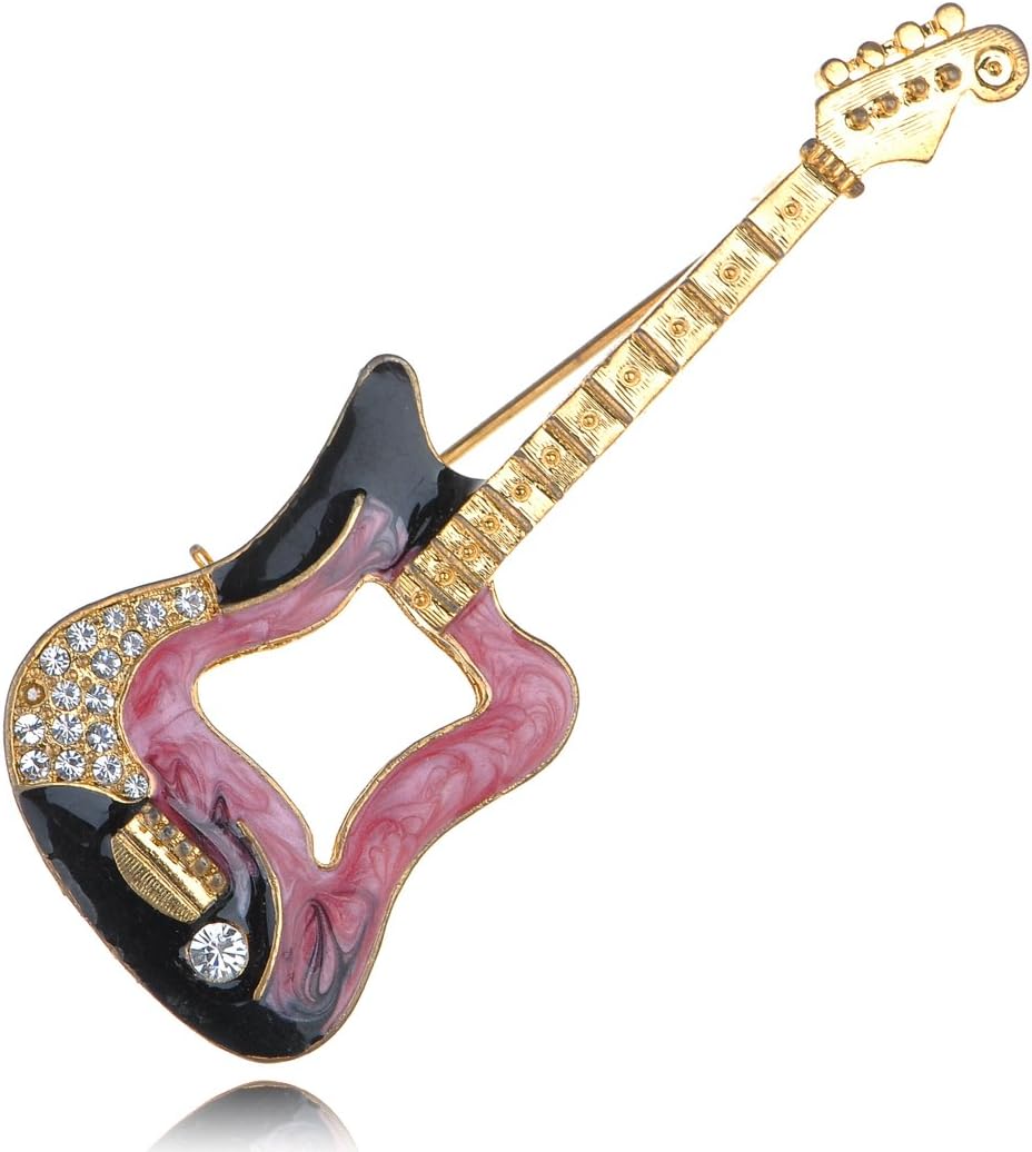 Violin Brooch Pin Elegant Enamel Rhinestone Crystal Bow Cello Fiddle
